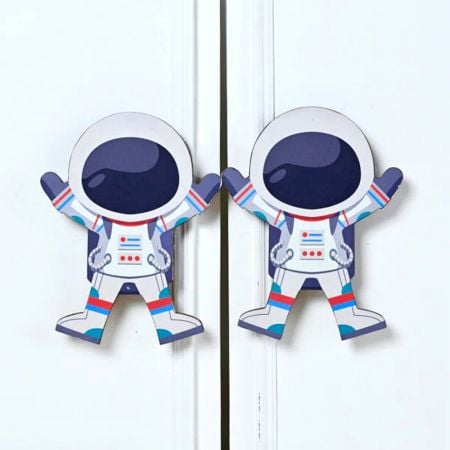 Handcrafted Astronaut Cupboard Handles Acacia Wood Set